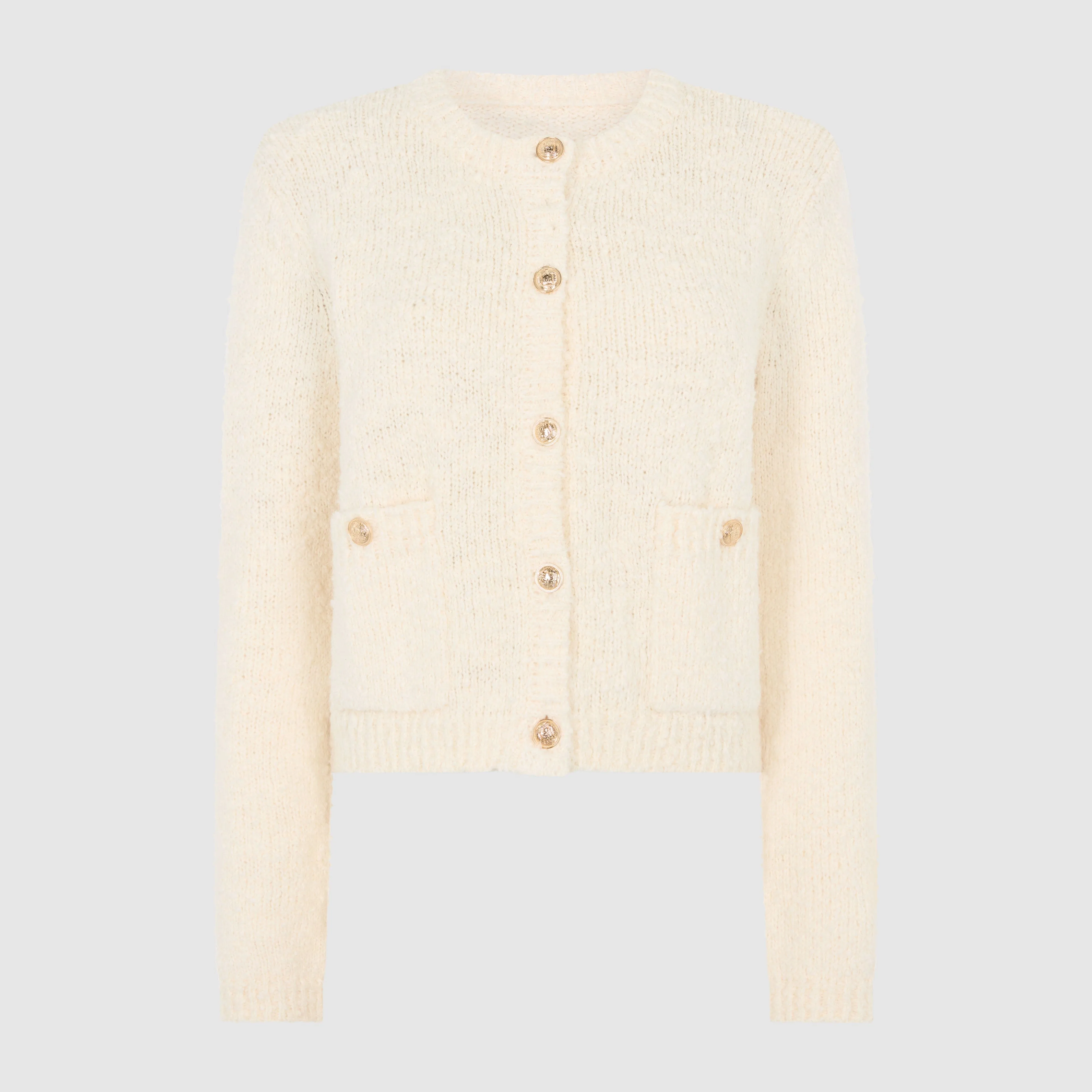 BOUCLE KNIT CARDIGAN - CREAM