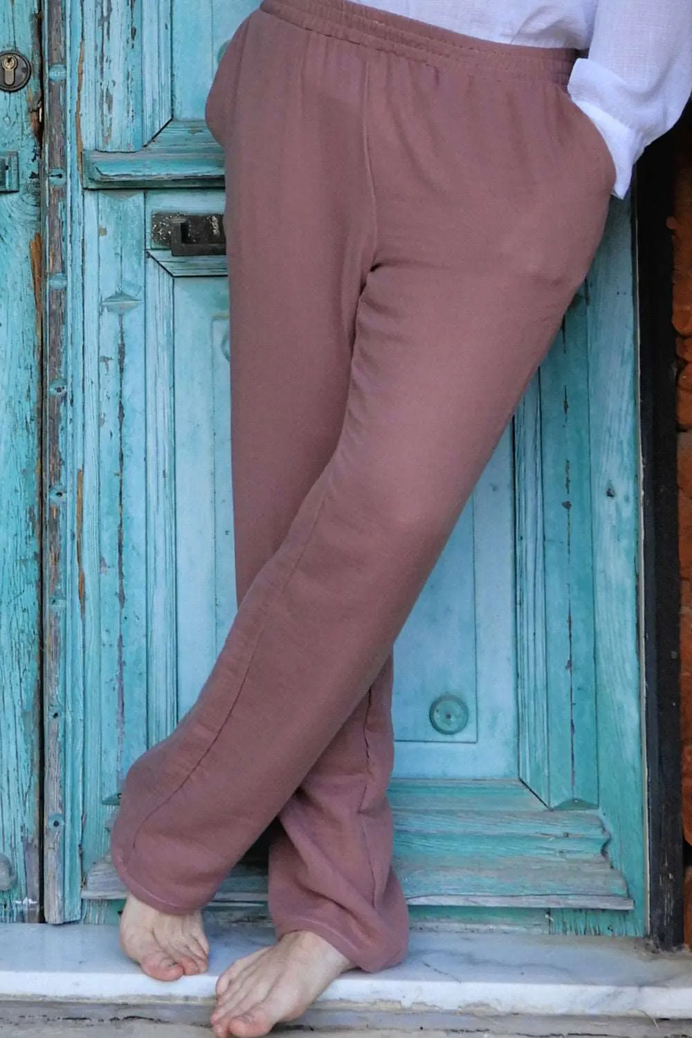 DUNE Organic Gauze Cotton Pants (Dark Blue, Dusty Pink)