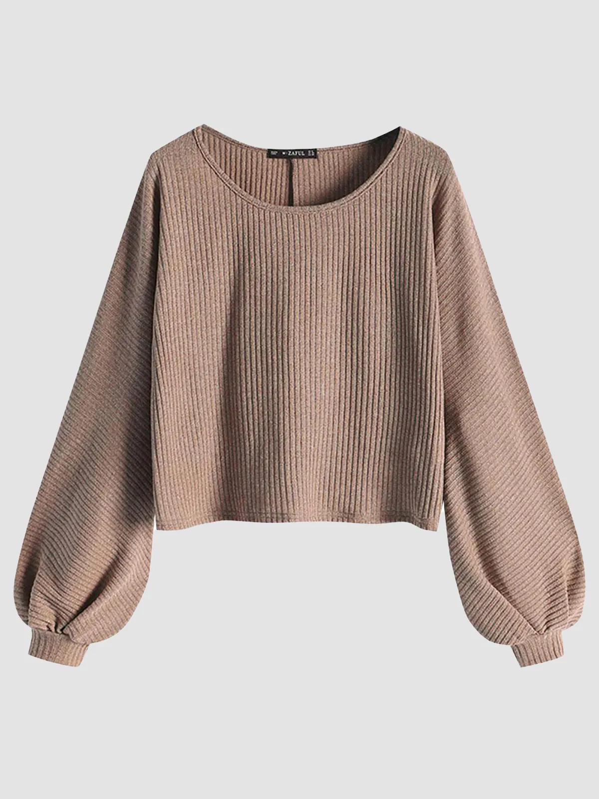 Ribbed knit crew neck sweater